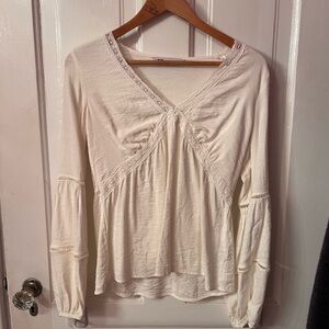 Elegant Cream V-Neck Blouse